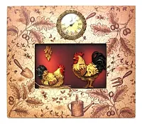 Ornate Rooster Plaque With Clock 0160-06204