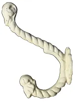 Antique White Rope Cast Iron Hooks Set of 3 0170-01209
