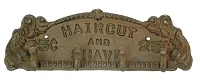 Cast Iron WHITE Haircut and Shave PlaqueHanger 0170-01614W