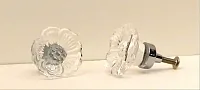 Clear Rose Cut Crystal Cupboard Knob Silver 0170J-51538S