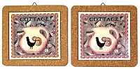 Vintage Rooster Trivet Wall Plaque Set of 2 0172-5215