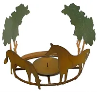 Metal Horse Scene Pillar Candle Holder 0172-60372
