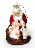 Roman Molded Glass Kneeling Santa Ornament 0182-37419