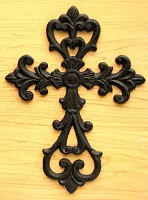 Medium Cast Iron Fleur De Lis Cross Set of 12 0184J-106A-12