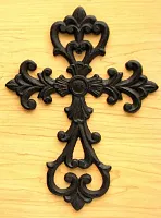 Medium Cast Iron Fleur De Lis Cross 0184J-106A
