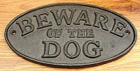 Cast Iron &quot;BEWARE OF THE DOG&quot; 0184J-1375