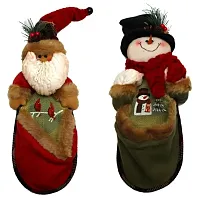 Fabric Burlap Stuffed Santa or Snowman Knick-Knack Holder Price 
