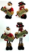 Fabric Burlap Stuffed Santa or Snowman with Expandable Legs 0197