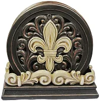 Fleur De Lis Carved Scroll Coaster Set 021-12673