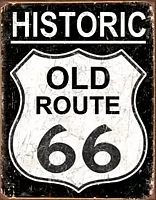 Tin Sign Old Route 66 - Weathered 034-1938