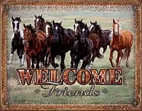 Tin Sign - Welcome Friends- Horses 034-1949