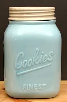Ceramic Blue Mason Jar Cookie Jar 049-16682