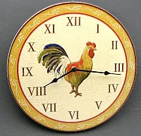 Wood Rooster Wall Clock 049-33024