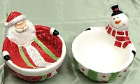 Ceramic Santa & Snowman bowls Set of 2 049-64956