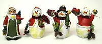 Resin Santa/Snowman Ornaments Set of Four 049-98264