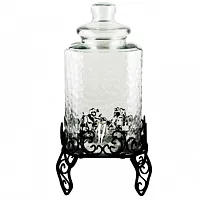 Gibson Home Moreauville 3 Piece 2.25 Gallon Square Embossed Glass Beverage Dispe