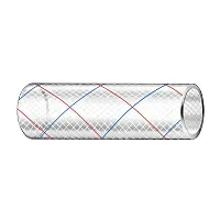 Trident Marine 1" x 50' Clear Reinforced PVC Hose Tubing - Red &amp; Blue Tracer