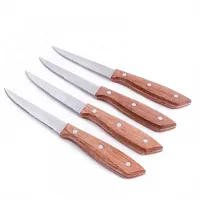 Gibson Home Seward 4 Piece Stainless Steel Steak Knife Cutlery Set with Wood Han