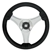 Uflex - Tavolara - 13.8&quot; Black Polyurethane Steering Wheel w/Silver Spokes &amp;