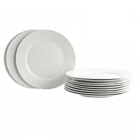Gibson Home Noble Court 10.5&quot; Dinner Plate Set in White, Set of 12