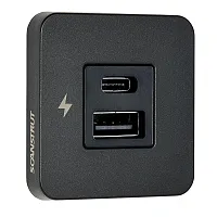 Scanstrut TILE USB-A/USB-C Interior Charging Socket - 12/24V - Black Bezel