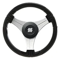 Uflex Ustica 13&quot; Steering Wheel - Black - Polyurethane w/Silver Spokes &amp; X62