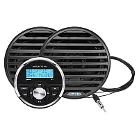 Aquatic AV GP1 Gauge Stereo &amp; Economy 6.5" Speakers - Black (Pair)