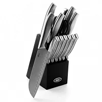 Oster Edgefield 14 Piece Stainless Steel Cutlery Knife Set with Black Knife Bloc