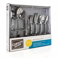 Gibson Home South Bay 65 Piece Stainless Steel Flatware Service Set with Wire Ca