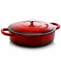 Crock Pot Artisan Enameled Cast Iron 5 Quart Round Braiser Pan with Self Basting