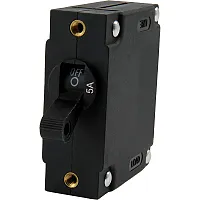 Egis A Series Black Toggle Panel Mount Circuit Breaker - Single Pole 5A