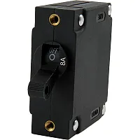 Egis A Series Black Toggle Panel Mount Circuit Breaker - Single Pole 8A
