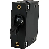 Egis A Series Black Toggle Panel Mount Circuit Breaker - Single Pole 15A