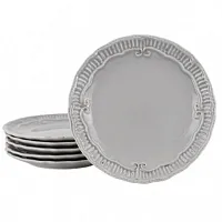 Modern Southern Home Capri 6 Piece 9 Inch Stoneware Embossed Dessert Plate Set i