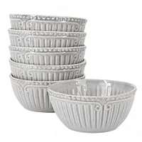 Modern Southern Home Capri 6 Piece 6 Inch Stoneware Embossed Cereal Bowl Set in