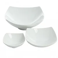 Gibson Gracious Dining 3 Piece Ceramic Bowl Set in White