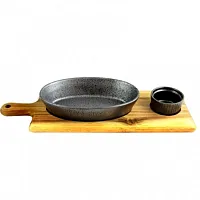 Gibson Elite Gracious Dining 3-Piece Reactive Fine Ceramic Bowl Set With Acacia