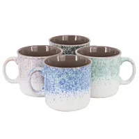 Gibson Home Blurry 4 Piece 19 Ounce Stoneware Straight Shape Mug Set in Assorted