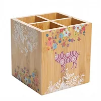 Gibson Urban Market 5.5 Inch Square Bamboo Utensil Holder in Animal and Floral P