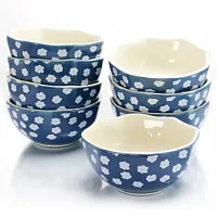 Life On The Farm 8 Piece 4.75 Inch Octagon Shaped Durastone Fruit Bowls in Blue/