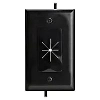 Cmple Cable Plate With Flexible Opening, 1 Gang - Black 1234-N