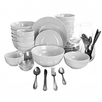 Gibson All U Need 60 Piece Ceramic Dinnerware Combo Set with Drinkware and Flatw