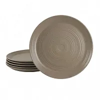 Gibson Milbrook 6 Piece 10 Inch Round Stoneware Dinner Plate Set in Mocha