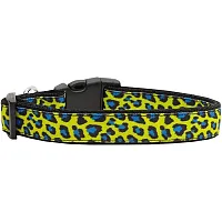 Mirage Pet Products Blue Leopard Print Nylon Ribbon Dog Collar - LG