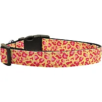 Mirage Pet Products Pink Leopard Print Nylon Ribbon Dog Collar - LG