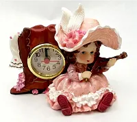 Novelties & Gifts 1256138B-P Victorian Resin Clock - Girl Musici