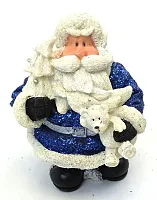 Novelties & Gifts 1256553C 6&quot; Resin Royal Blue Glitter Santa Hol