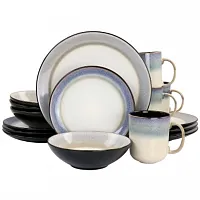 Gibson Elite Rings of Saturn 16 Piece Reactive Glaze Stoneware Dinnerware Set in