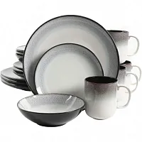Gibson Elite Rings of Saturn 16 Piece Reactive Glaze Stoneware Dinnerware Set in
