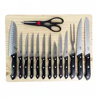 Gibson Home Wildcraft 15 Piece Stainless Steel Cutlery Set with Pine Wood Cuttin